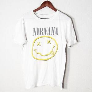 Nirvana Unisex Graphic T-Shirt White L Grunge Concertcore 90s Nostalgia Altstyle